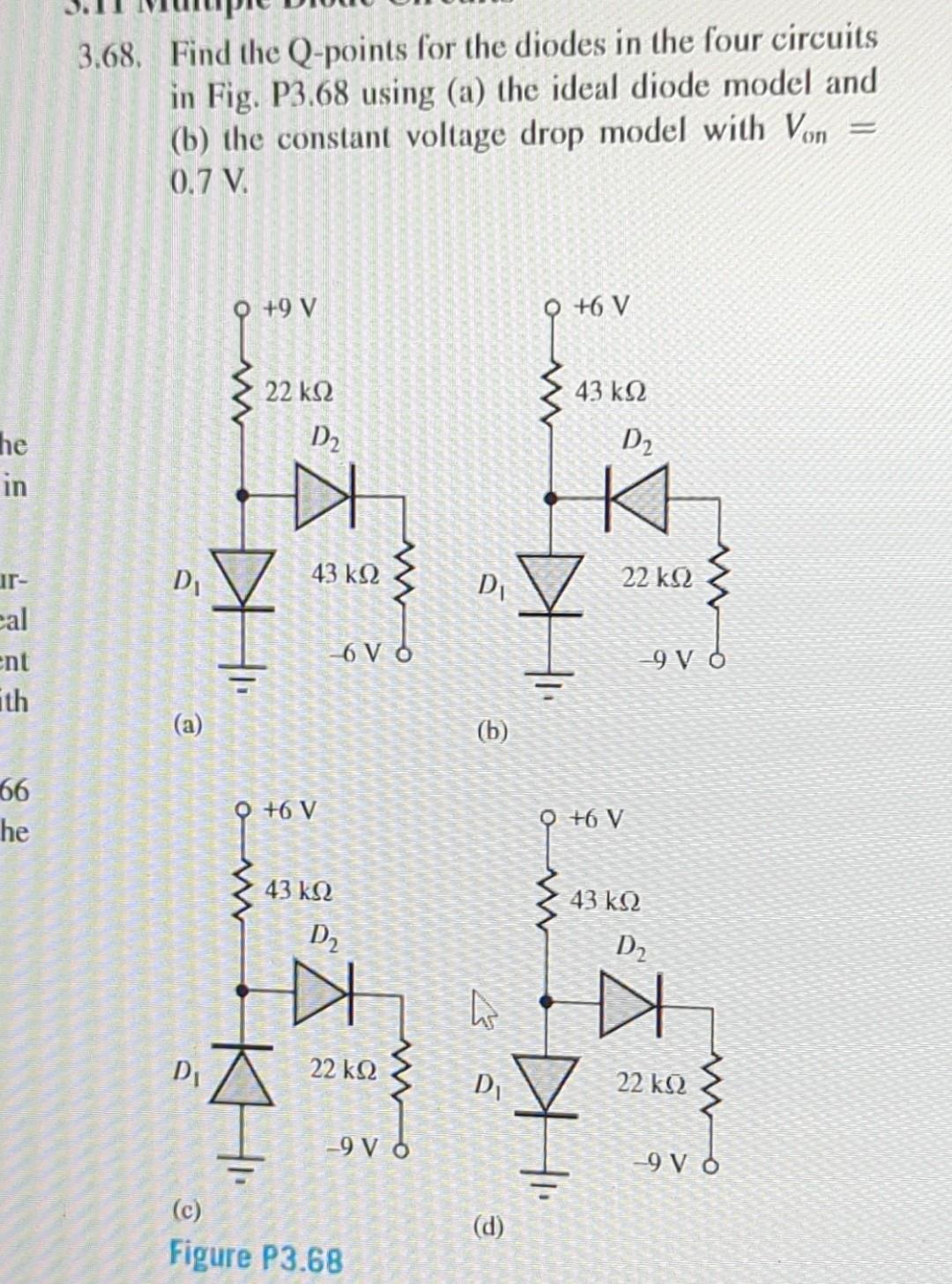 Solved 3.68. Find the Qpoints for the diodes in the four