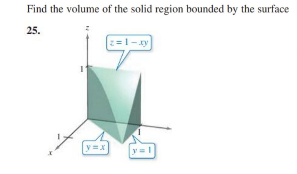 Solved find the volume of the solid region bounded by the | Chegg.com