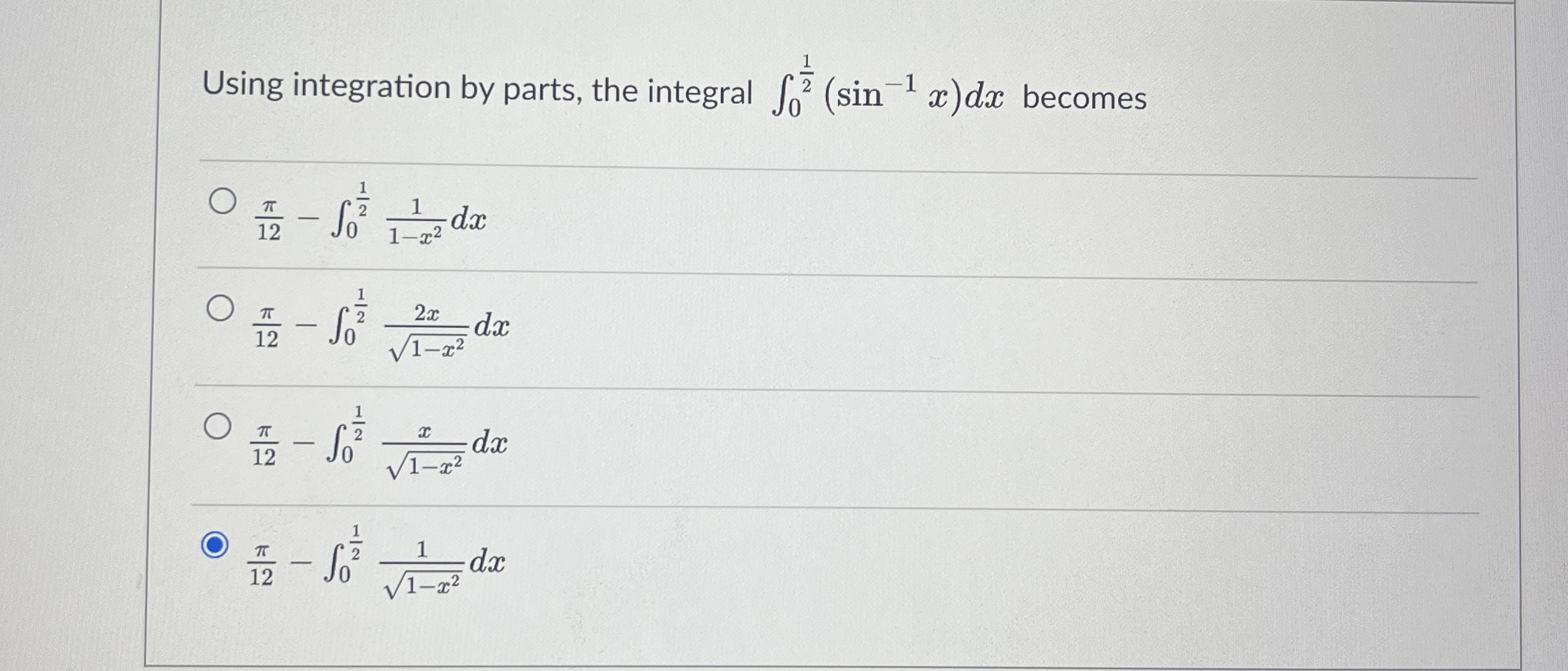Solved Using integration by parts, the integral | Chegg.com