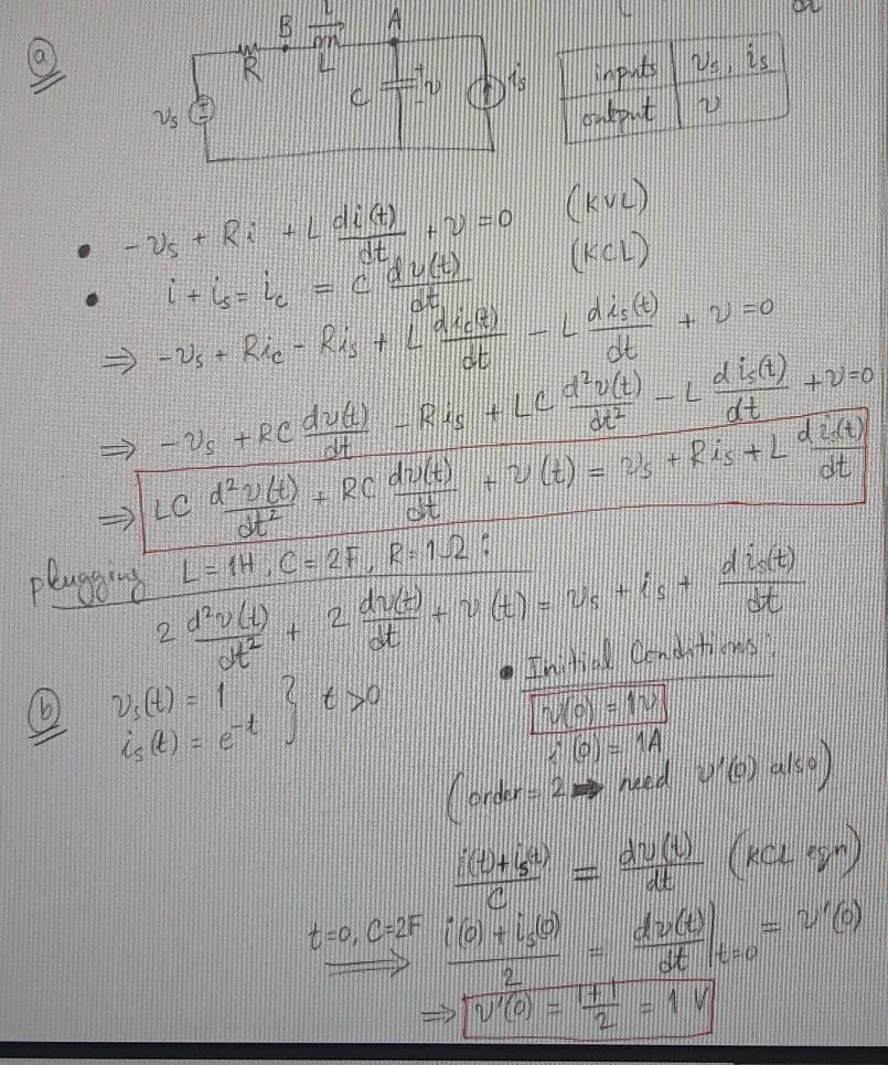 Solved This is an RLC circuit solved using the time-domain | Chegg.com