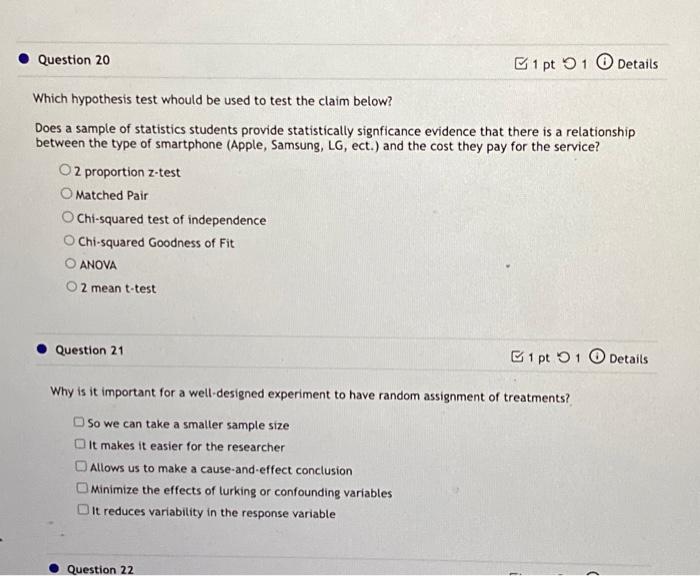 Solved Which hypothesis test whould be used to test the | Chegg.com