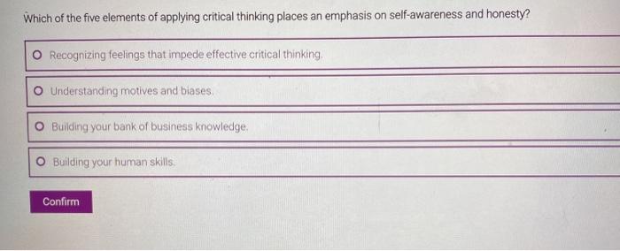 what are the five elements of applying critical thinking