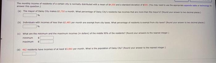 Solved The monthly income of residents of a certain city is | Chegg.com