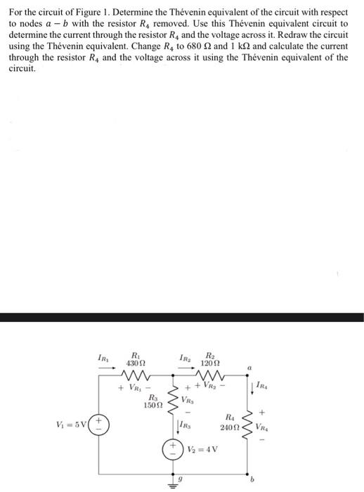 Solved For the circuit of Figure 1. Determine the Thévenin | Chegg.com