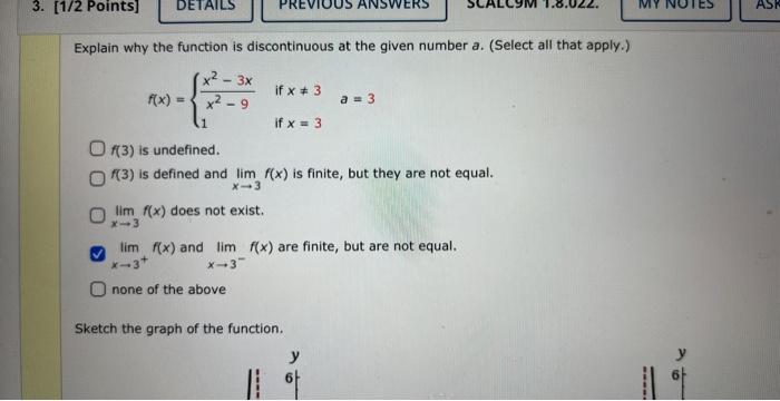 Solved Explain why the function is discontinuous at the | Chegg.com