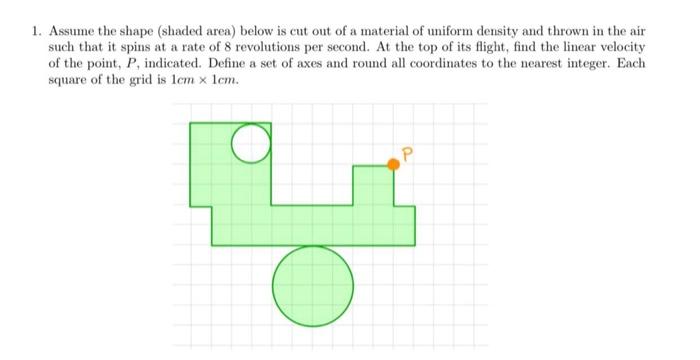Solved 1 Assume The Shape Shaded Area Below Is Cut Out Of Chegg Com
