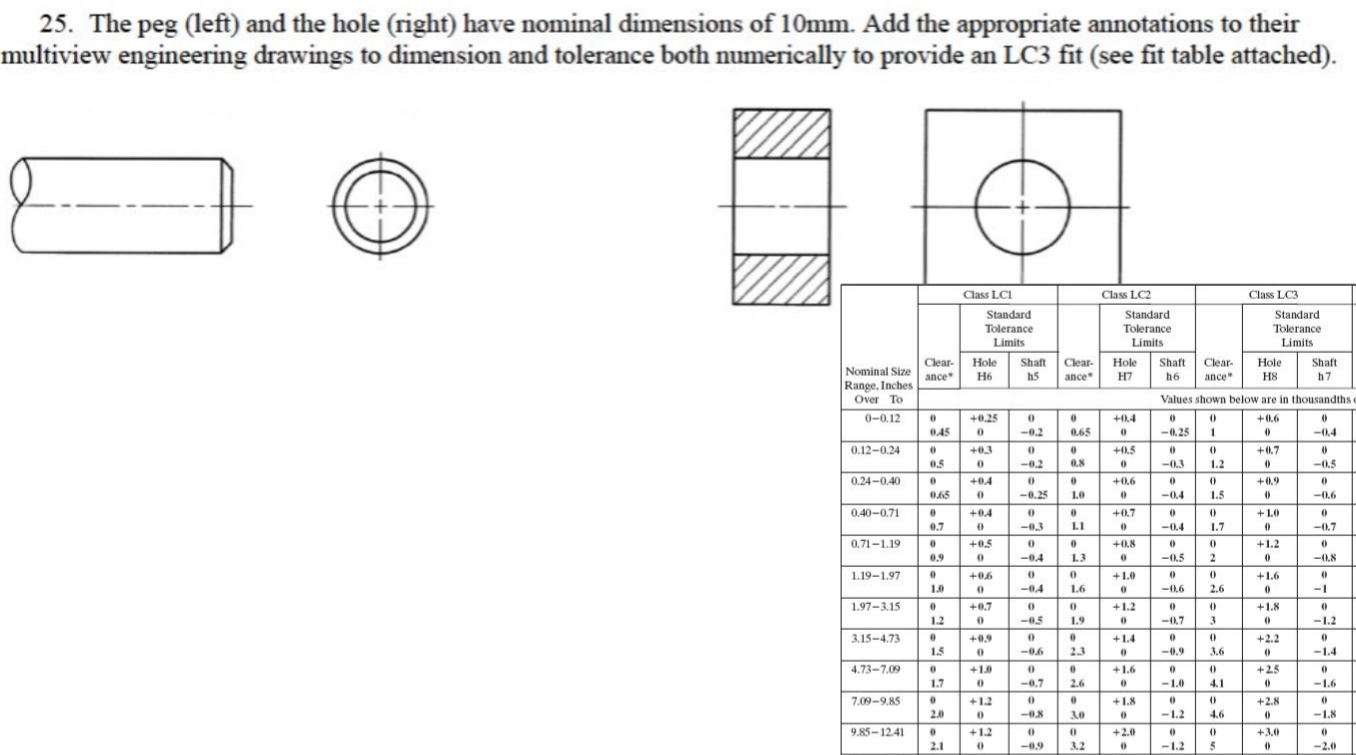 Solved The peg (left) ﻿and the hole (right) ﻿have nominal | Chegg.com