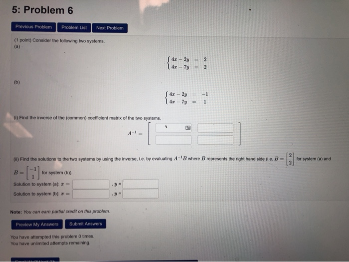 Solved 5: Problem 6 Previous Problem Problem List Next | Chegg.com