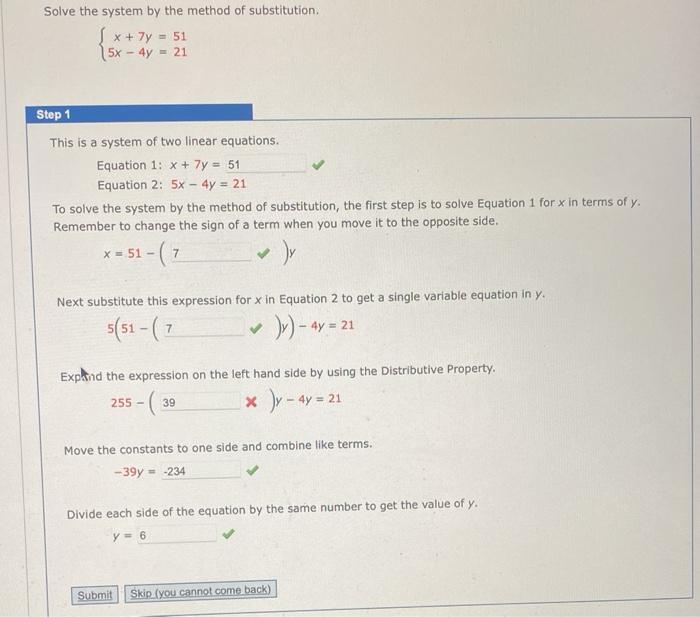 Solved Solve the system by the method of substitution. 1 x + | Chegg.com