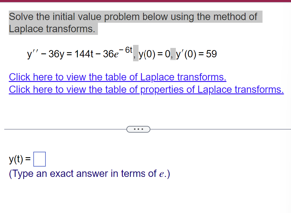 Solved Solve the initial value problem below using the | Chegg.com