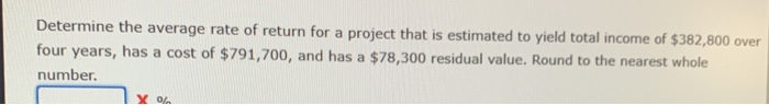 Solved Determine the average rate of return for a project | Chegg.com