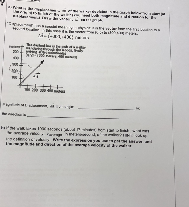 Solved A What Is The Displacement Ad Of The Walker Chegg Com