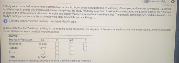 Solved Question Help A study was conducted to determine it | Chegg.com