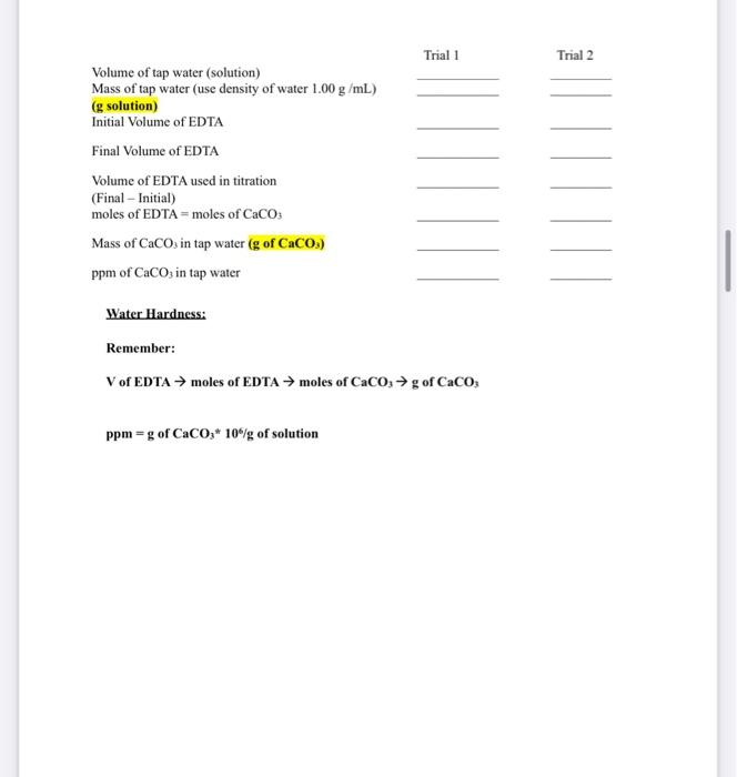 Part 1: Preparation of 0.01M standard CaCl2 solution | Chegg.com