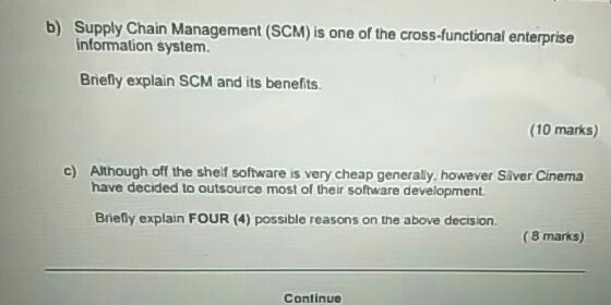 Solved B) Supply Chain Management (SCM) Is One Of The | Chegg.com