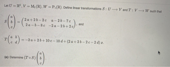 Solved Let U R V M R W P R Define Linear Tran Chegg Com