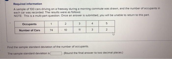 Solved Required Information A Sample Of 100 Cars Driving On | Chegg.com