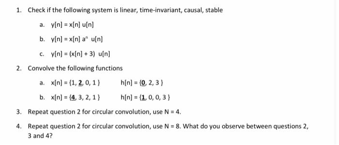 Solved 1. Check if the following system is linear, | Chegg.com