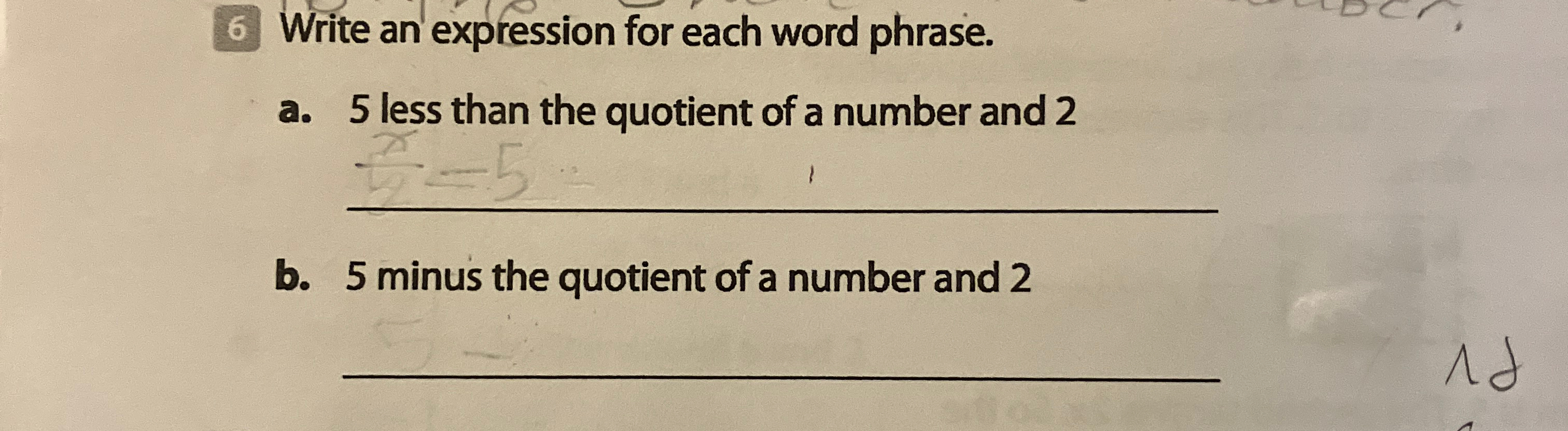 Solved Write an expression for each word phrase.a. 5 ﻿less | Chegg.com