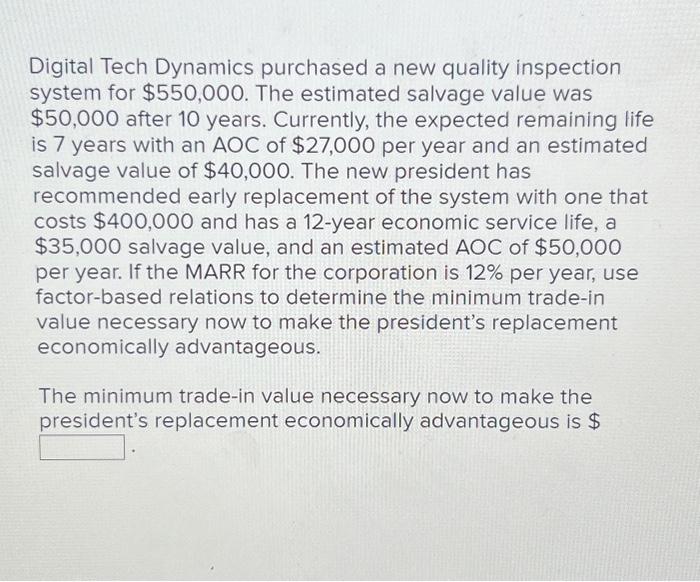 Solved Digital Tech Dynamics purchased a new quality | Chegg.com