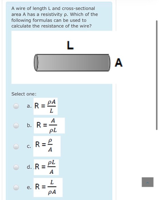 Solved A Wire Of Length L And Cross Sectional Area A Has A Chegg Com