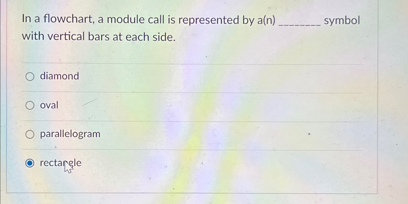 Solved In a flowchart, a module call is represented by | Chegg.com