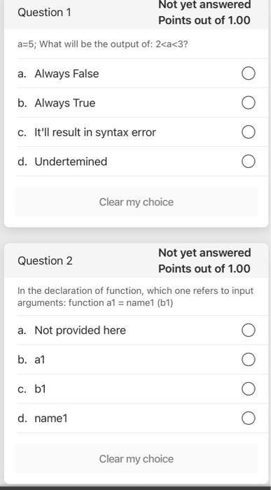 Solved a=5; What will be the output of: 24) x=1; elseif | Chegg.com