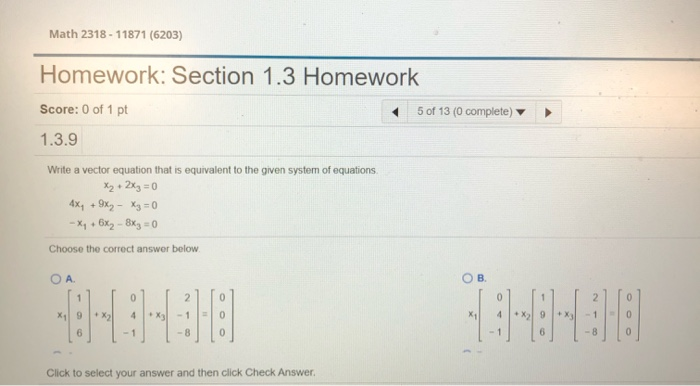 Math 2318 Solved Math 2318 - 11871 (6203) Homework: Section 1.3 | Chegg.com