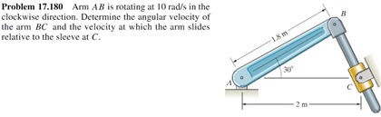 Calculate Arm Rotation Solved Arm AB is rotating at 10 rad/s in the clockwise | Chegg.com