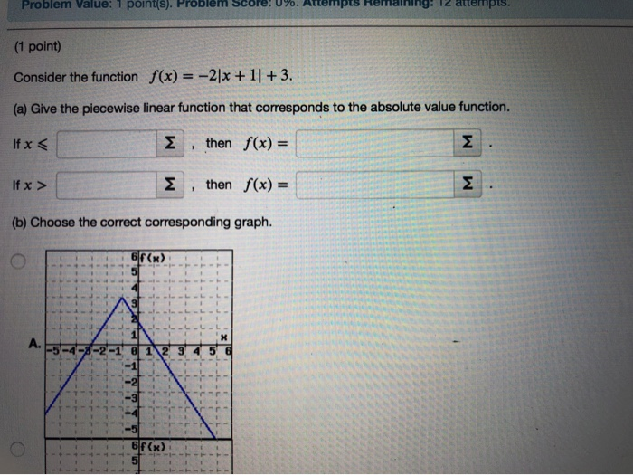 Solved Problem Value: 1 points). Problem Score! U%. Attempts | Chegg.com