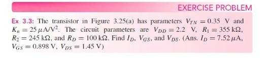 Solved EXERCISE PROBLEM Ex 3.3: The transistor in Figure | Chegg.com