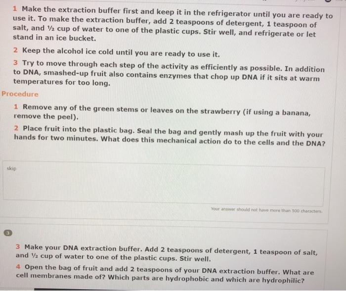 Solved 1 Make the extraction buffer first and keep it in the | Chegg.com