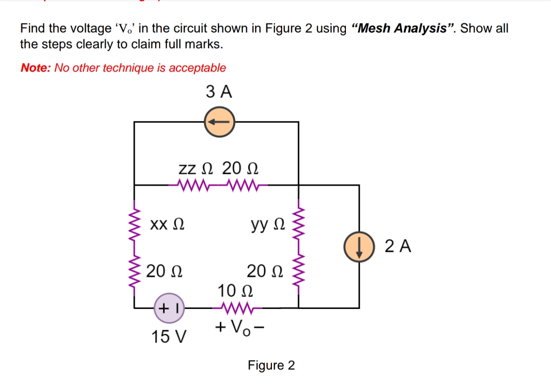 Solved Find the voltage 'V' in the circuit shown in Figure 2 | Chegg.com