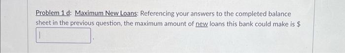Solved Problem 1: Bank Balance Sheet Answer Questions 1 - 5 | Chegg.com
