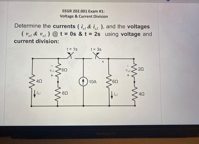 Solved EEGR 202.001 Exam #1: Voltage & Current Division | Chegg.com