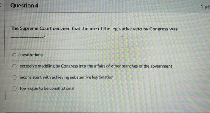 The supreme court found sale the legislative veto unconstitutional because