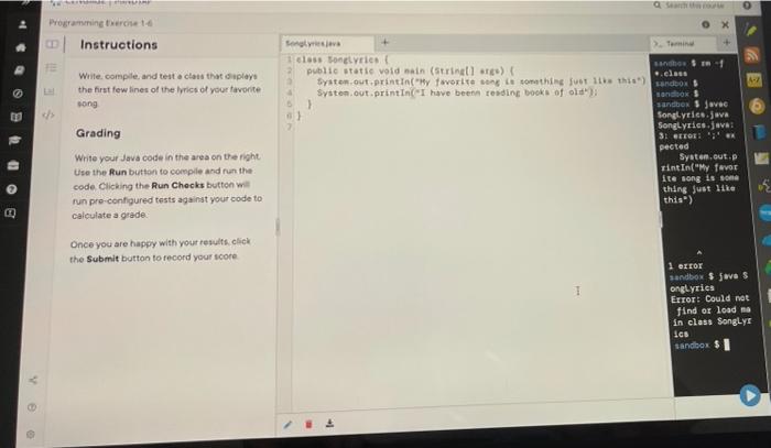 Solved X Programming To Instructions Se 1 Class Lyrics Chegg Com