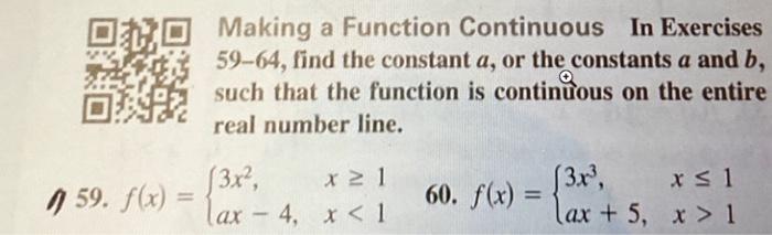 Solved Making a Function Continuous In Exercises 59-64, find | Chegg.com