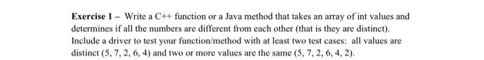 Solved Exercise 1 - Write a CH function or a Java method | Chegg.com