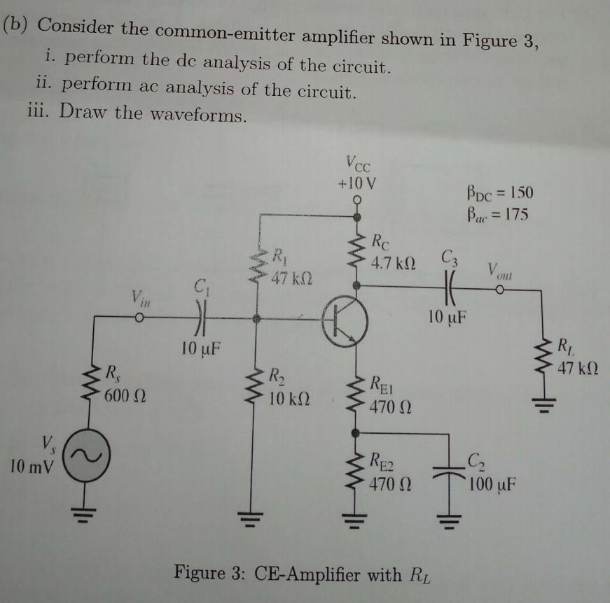 Solved (b) Consider The Common-emitter Amplifier Shown In | Chegg.com