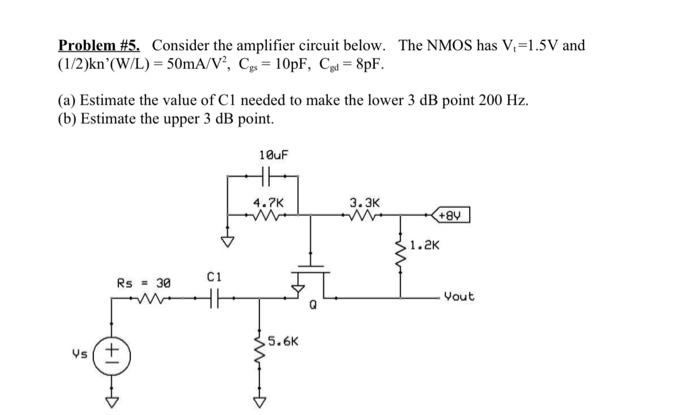 Solved Problem \#5. Consider the amplifier circuit below. | Chegg.com