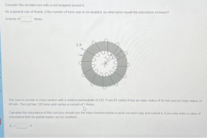 Solved Consider This Toroidal Core With A Coil Wrapped 1723