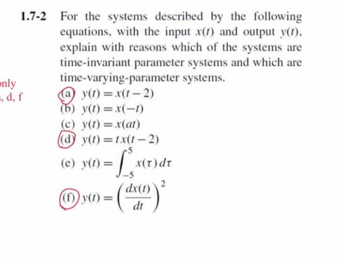 Solved 2 For the systems described by the following | Chegg.com