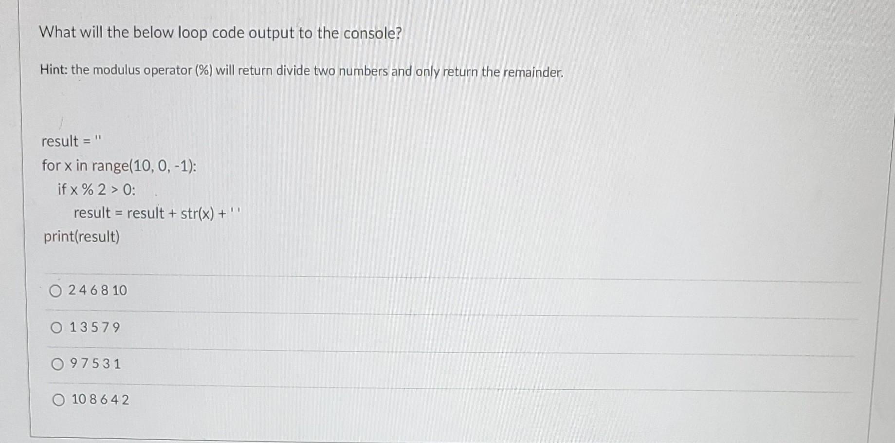 Solved 2468101357997531108642 | Chegg.com