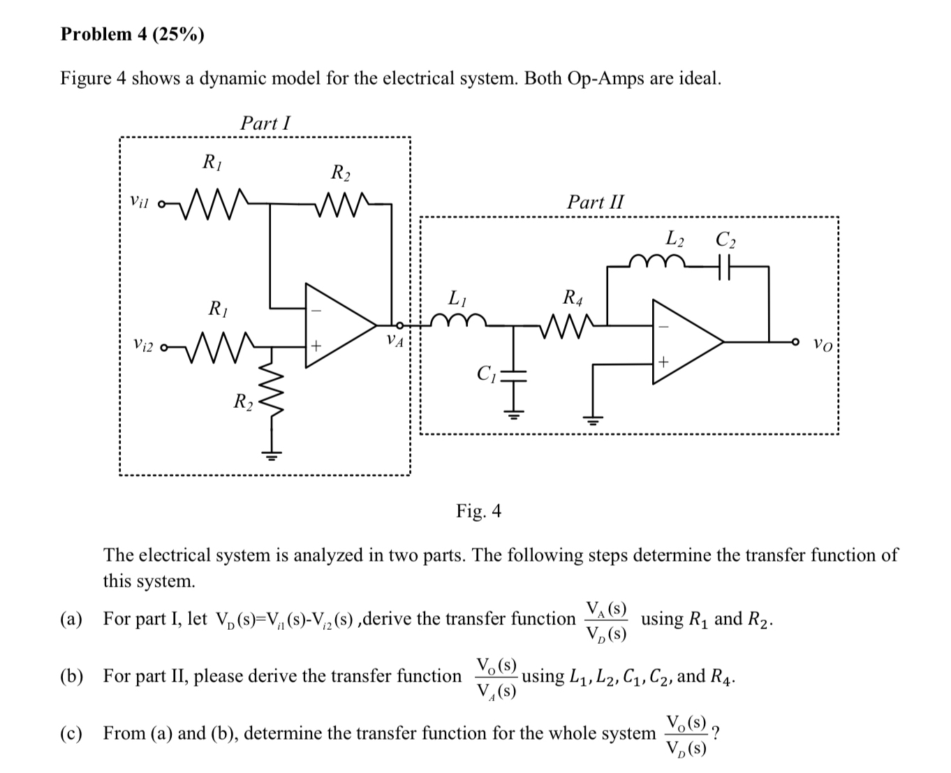Solved Problem 4 (25%)Figure 4 ﻿shows a dynamic model for | Chegg.com
