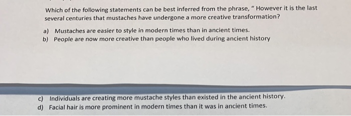 Solved Excerpt from The secret Stache by A. Barber For | Chegg.com