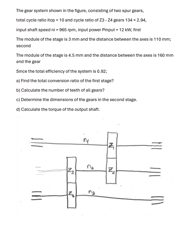 Solved The gear system shown in the figure, consisting of | Chegg.com