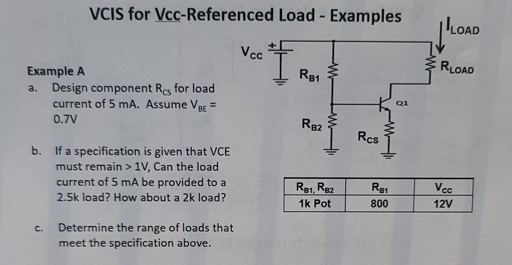 Solved VCIS for Vcc Referenced Load A. Resistance of Rcs B. | Chegg.com