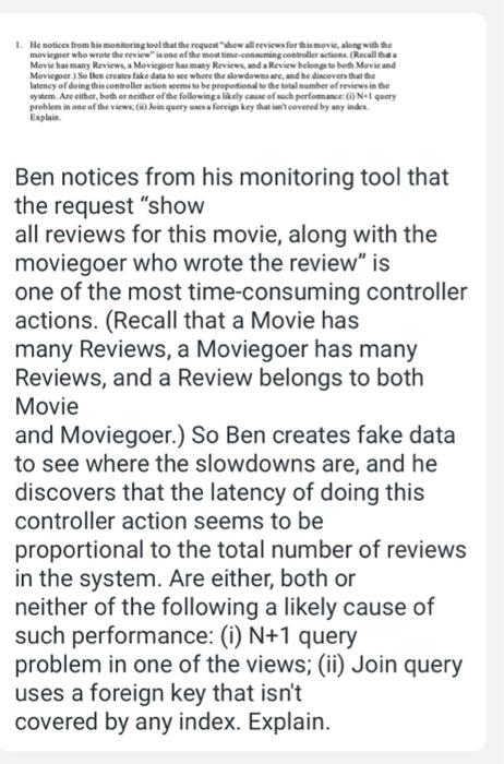 Solved 1 He Notices From His Monitoring Tool That The Re Chegg Com