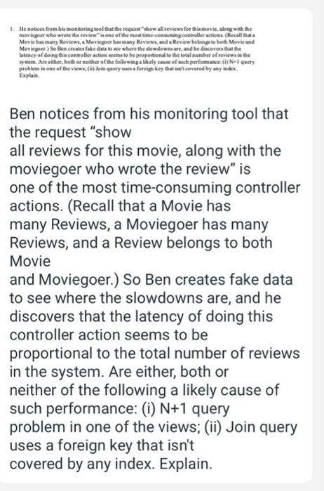 Solved 1 He Notices From His Monitoring Tool That The Re Chegg Com